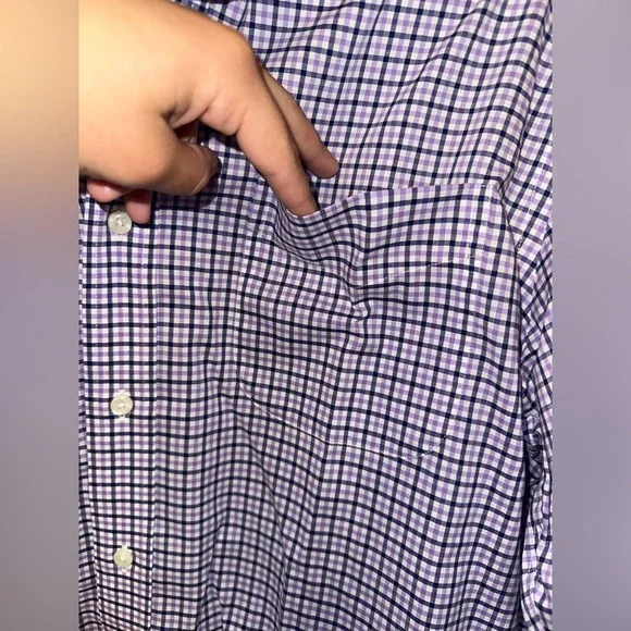 Lauren Ralph Lauren Purple Gingham Slim Fit Button Up Shirt - Picture 5 of 8